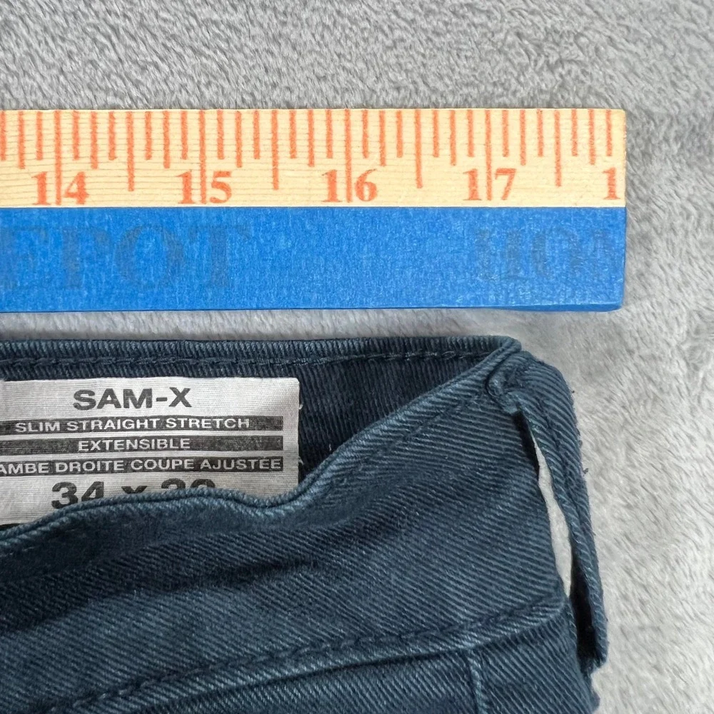 DAVID BITTON BUFFALO Sam-X Slim Straight Jeans Mens 34x32 Teal Blue Stretch Pant